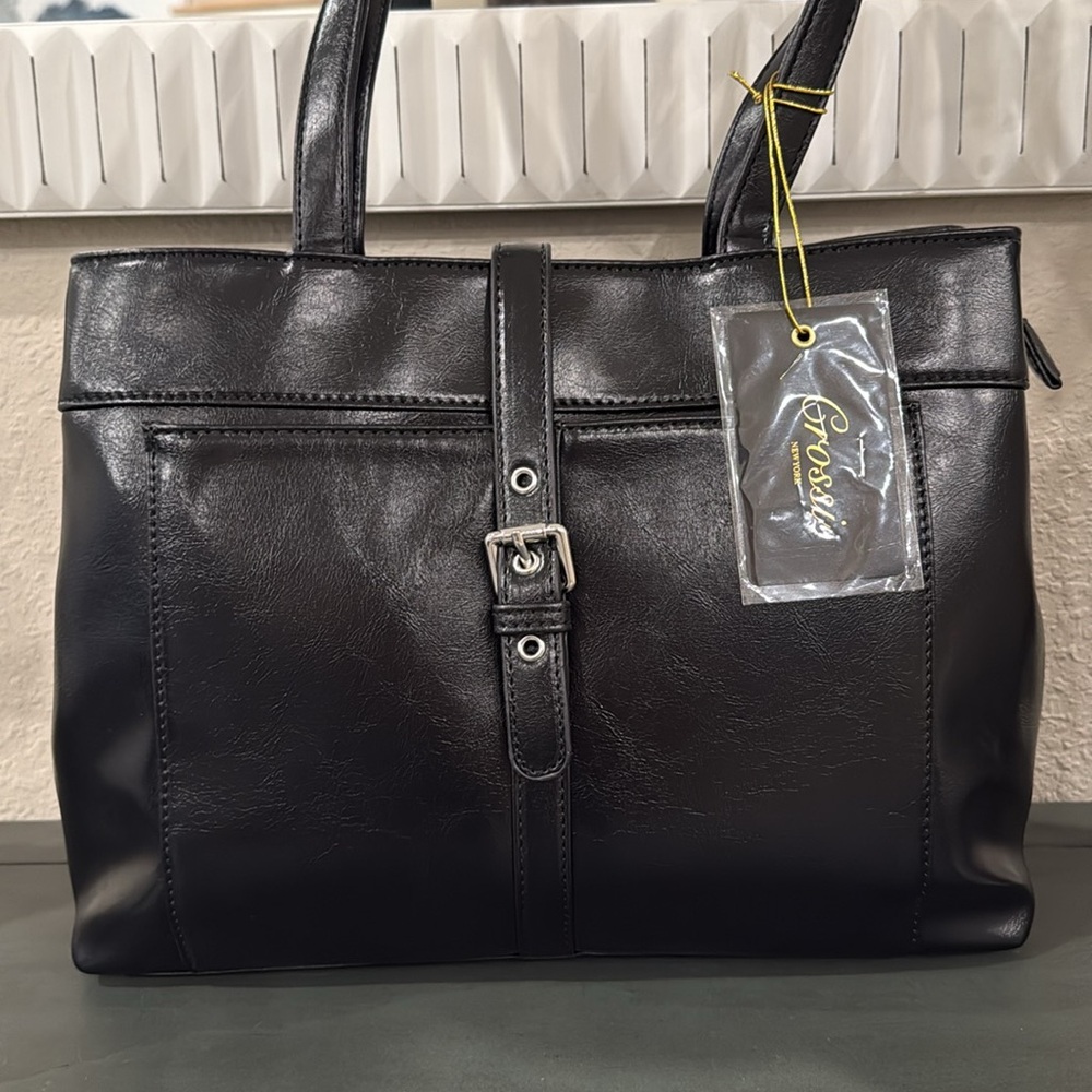 NWT LIKE DREAMS Black Scarlett Retro Compact Tote Bag - Picture 4 of 8